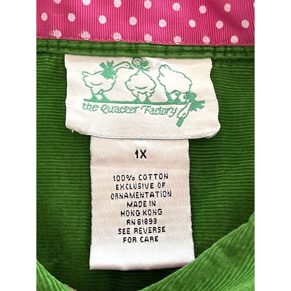 Vtg Quacker Factory Embroidered Christmas Ornament Corduroy Shirt Ladies 1X - Picture 8 of 9